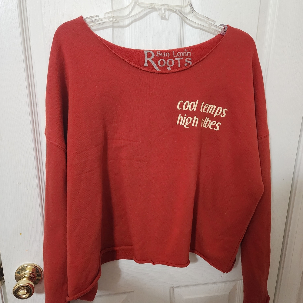 Roots Red Sweatshirt with White Text